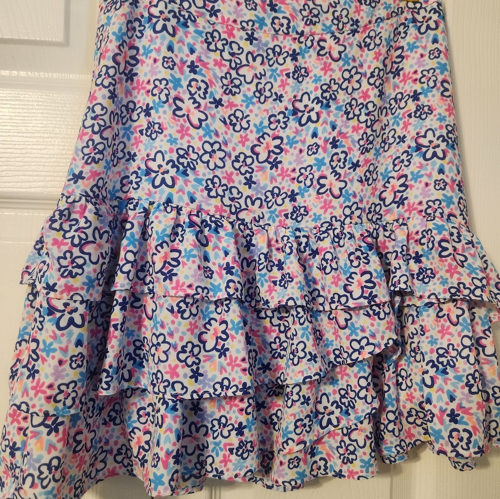 Lilly Pulitzer Floral Midi Skirt - Pink and Blue